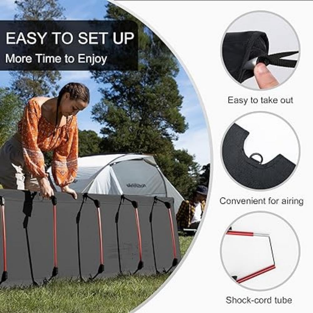 Naturehike GreenWild Camping Cot, Ultralight Folding Backpacking Cot, Supports 330lbs, Portable