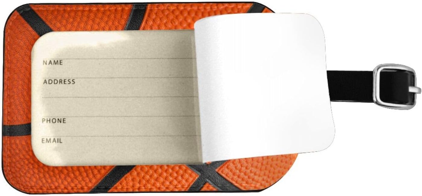 Basketball Line Pattern Luggage Tag for Suitcases, PU Leather Baggage Tags Bag Tags Travel Id Label for Luggage Women Men -1 Piece
