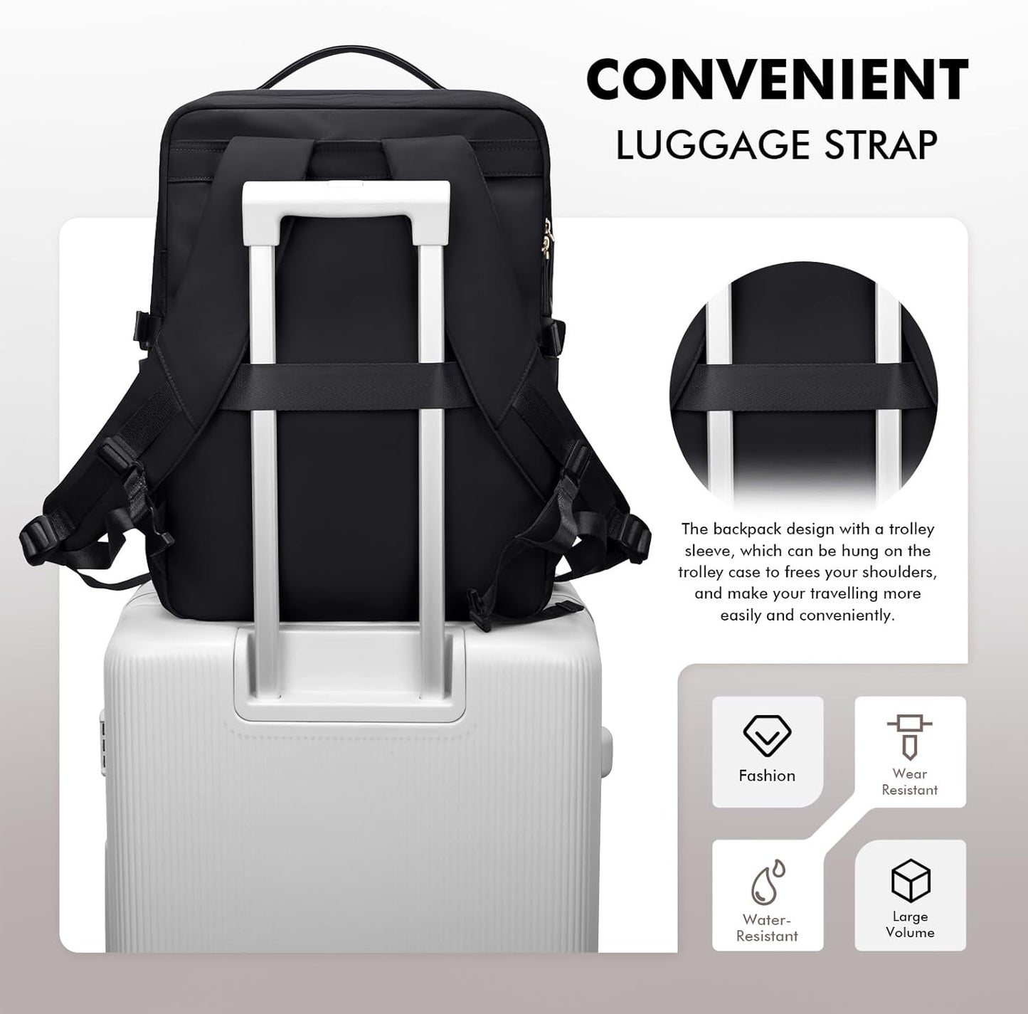 Stylish Laptop Backpack for Women Airline Approved Perfect for Work College and Travel Multi-Functional Casual Daypack Fits 17.3 Inch Notebook (Black)