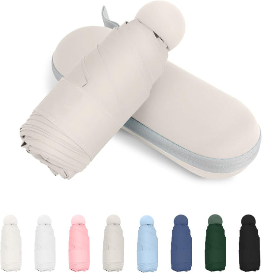Compact Travel Umbrella, Small Pocket Mini Umbrella for Purse Wallet, UV Sun Rain Umbrellas for Backpack, Portable Folding Umbrellas for Women Kids