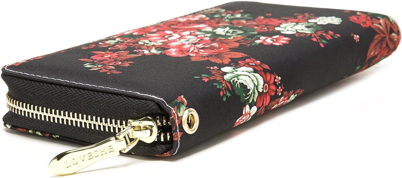 Women Wallet Card RFID For Womens Holder Blocking Credit Small Zipper Purse Pocket Bifold Slim Coin ID Ladies Wristlet Clutch Large Capacity Window Case Travel Zip Women's
