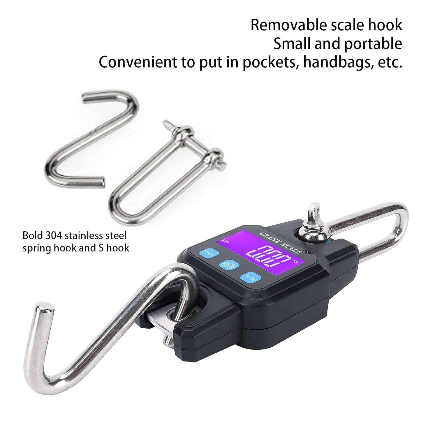 Digital Crane Scale 300kg/600lbs with LED Handheld Mini Hanging Scale for Garage Farm Hunting Fishing Etc(300kg/Plastic Shell)