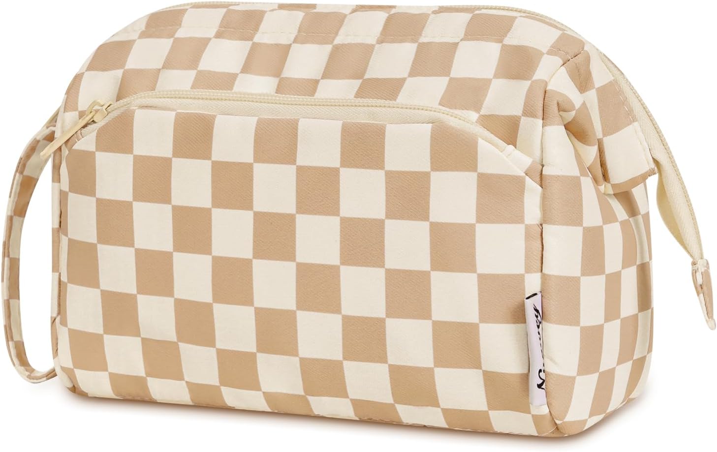 Narwey Large Checkered Makeup Bag Women Wide-open Make up Bag Travel Cosmetic Bag Organizer