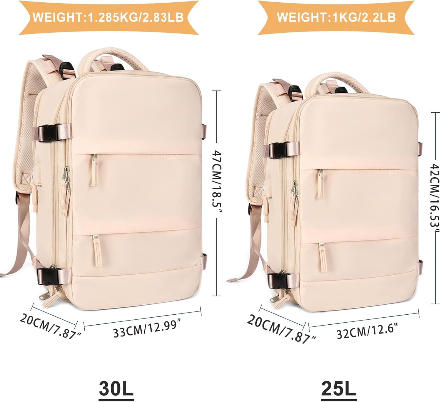 coowoz Large Casual Travel Backpack For Women Men,Carry On Rucksack Flight Approved,Hiking
