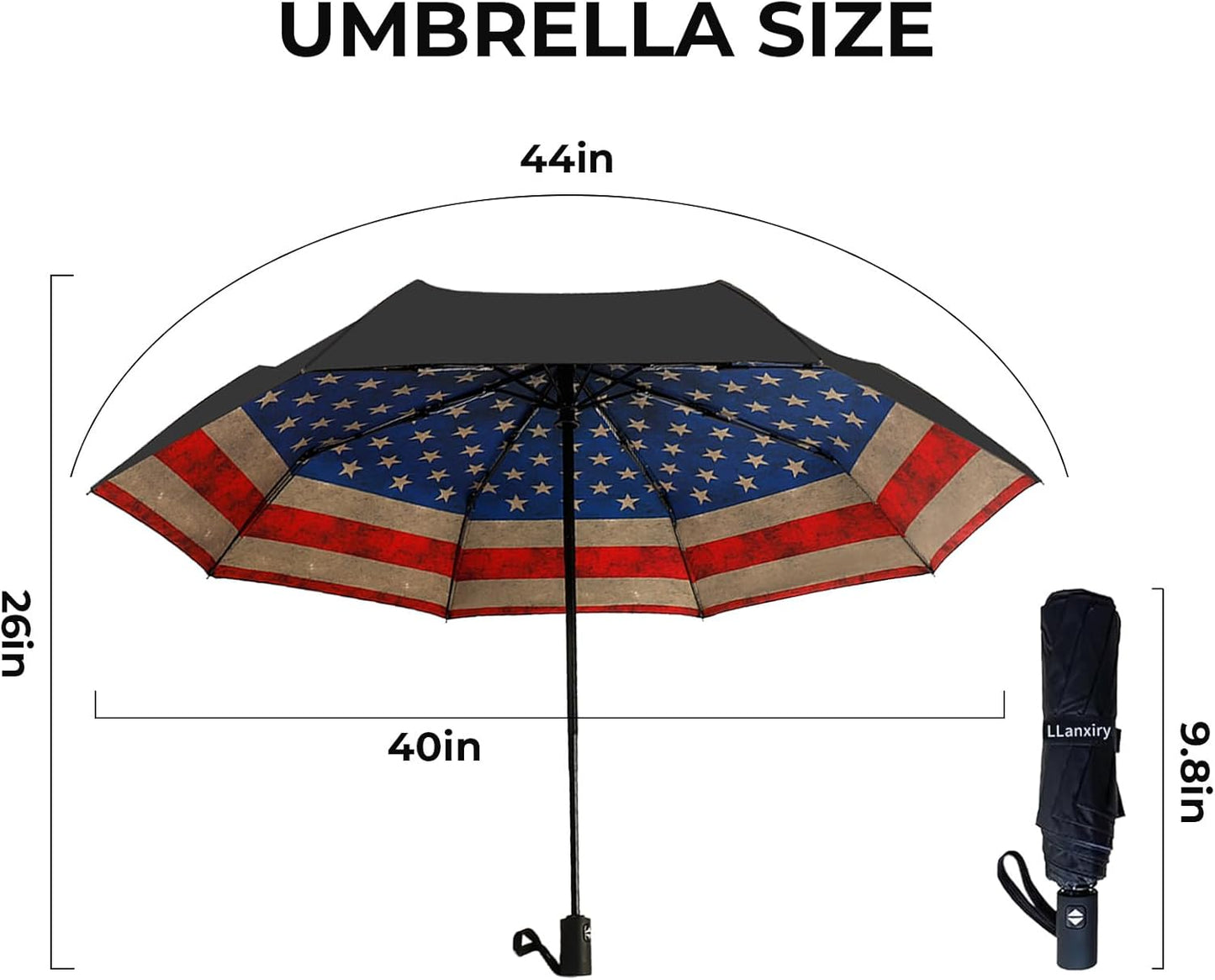 LLanxiry Compact Travel Umbrella, Mini Windproof Umbrellas for Rain & Sun, Small Lightweight Outdoor UV Umbrella, Portable Folding Umbrellas for Travel