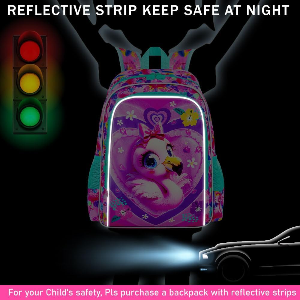 3PCS Girls Backpack, Kids Water Resistant Heart Bookbag Set with Lunch Box, Cute Kids School Bag for Preschool Toddler