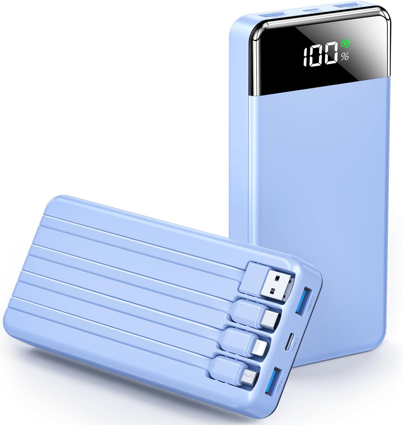 Portable Charger 35000mAh Power Bank - Portable Battery with 4 Built in Cables, 22.5W Fast Charging Battery Pack Compatible with iPhone 16 15 14 13 Samsung Android Phone etc