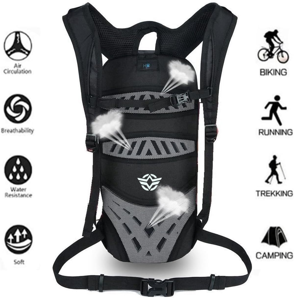 WINDCHASER Cycling Backpack, 10L Bicycle Backpack Waterproof Breathable Bag for Outdoor Travel Hiking Climbing Biking Running Skiing (Grey)