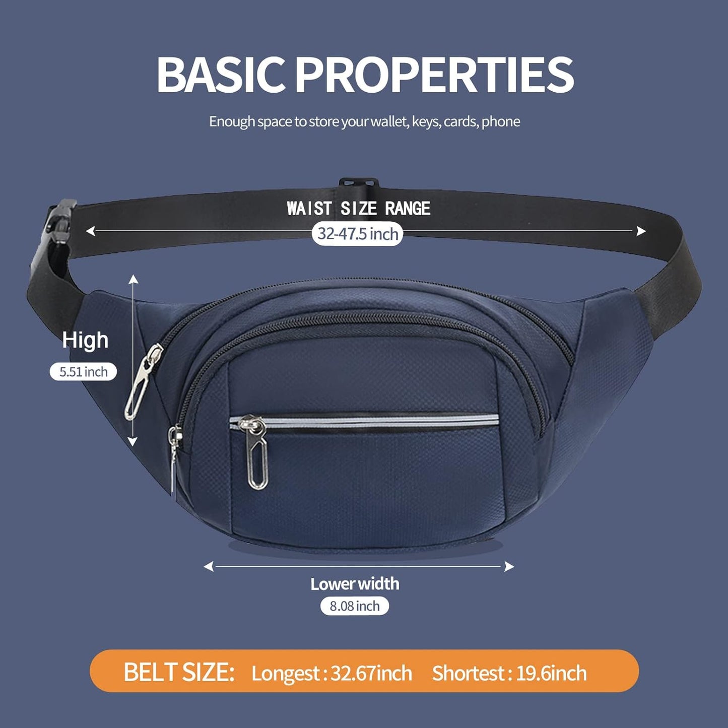 DAITET Crossbody Fanny Pack for Men&Women,Large Waist Bag & Hip Bum Bag with Adjustable Strap for