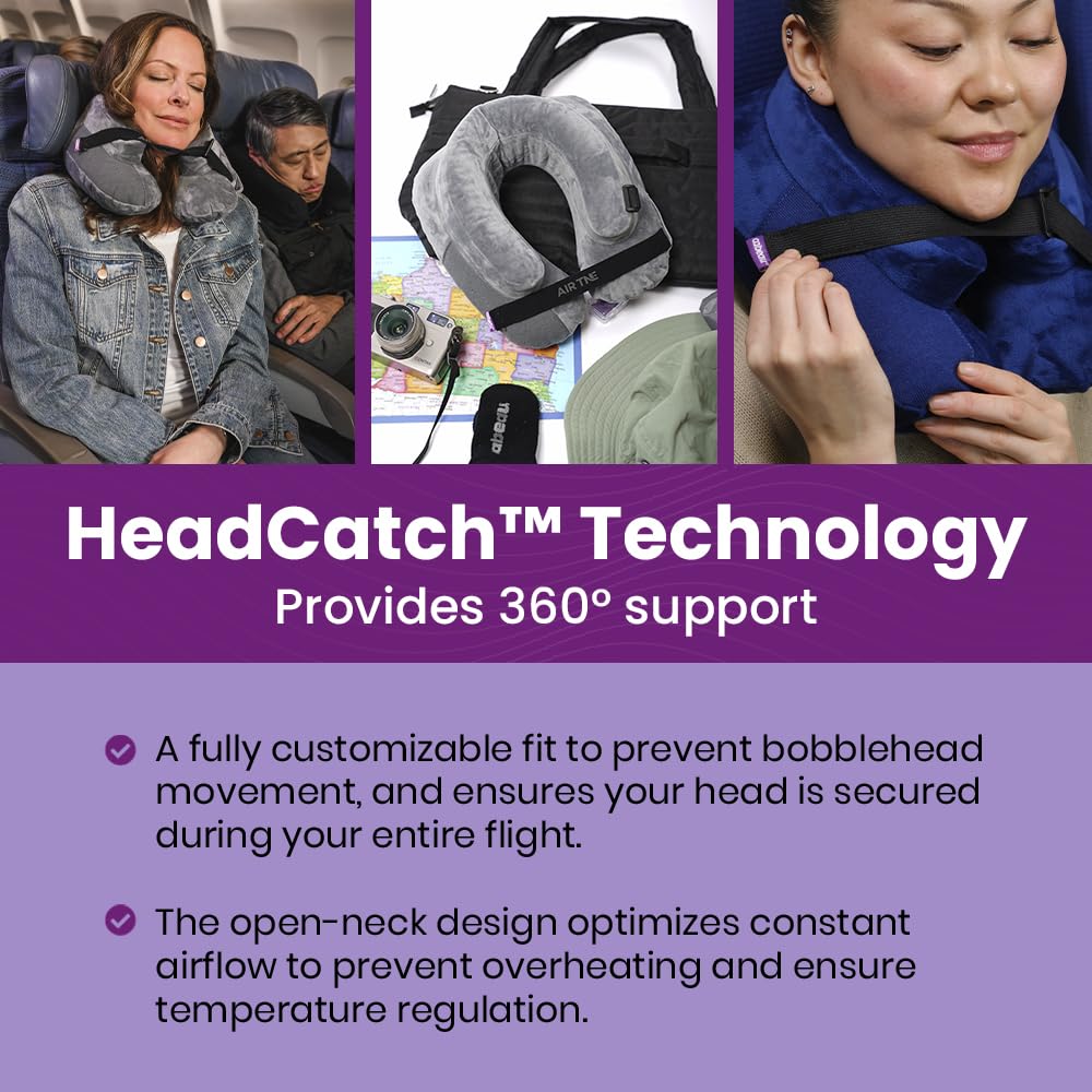 Cabeau Inflatable Travel Pillow – Air TNE – Adjustable, Lightweight, and Supportive for Sleeping on