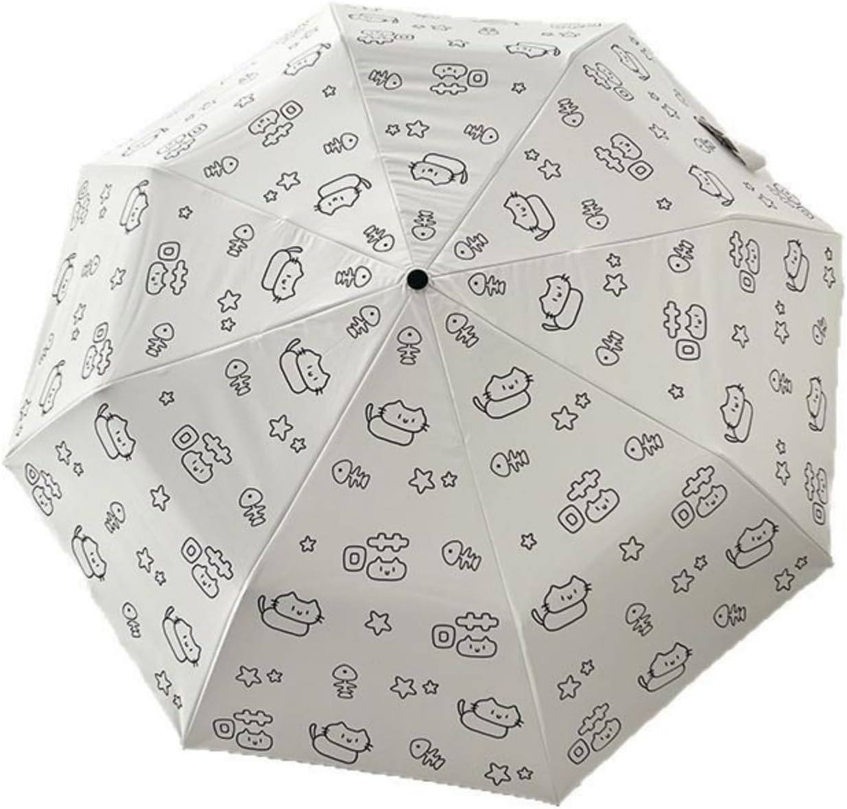 Compact Cat Umbrella - Automatic Folding, Dual-Use Rain and Sun Protection, Black Coating Anti-UV, Windproof, Lightweight, Portable Travel Companion for Men and Women