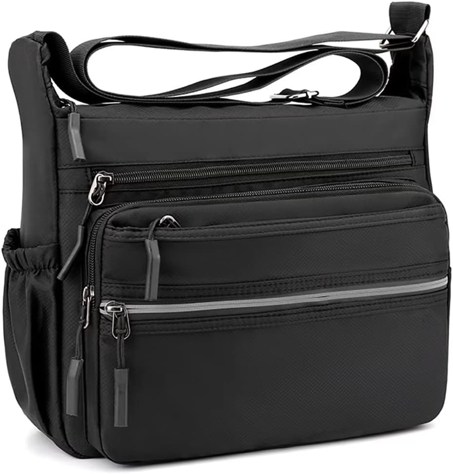 Mudono Messenger Bag for Men Nylon Waterproof Shoulder Bag Multi-pocket Crossbody Bag Daily Travel Bag Lightweight Satchel