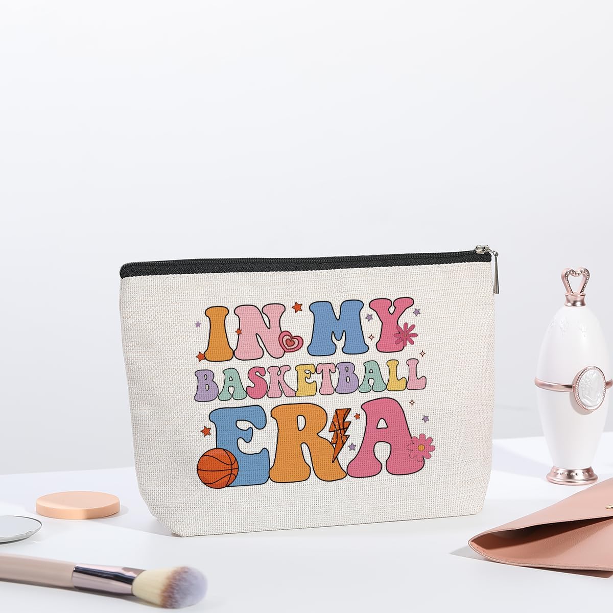 In My Basketball Era Makeup Bag Cosmetic Bag Basketball Gifts for Boys Girls Coach Teenager Birthday Christmas Gifts for Basketball Fans Friends Basketball Players Team Gifts