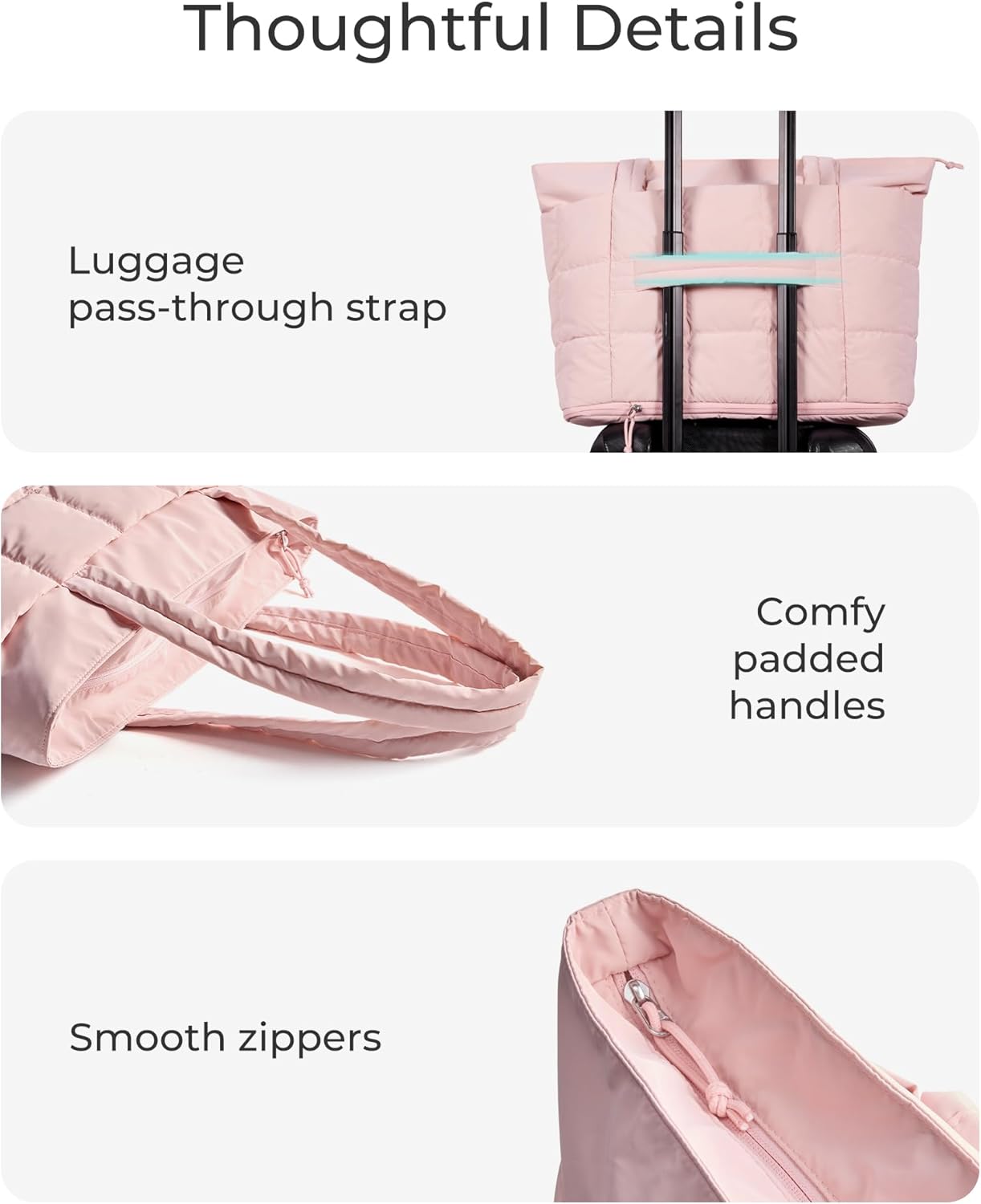 BAGSMART Expandable Tote Bag for Women, Puffer Work Tote Handbag, Quilted Carry-On Travel Gym Bag