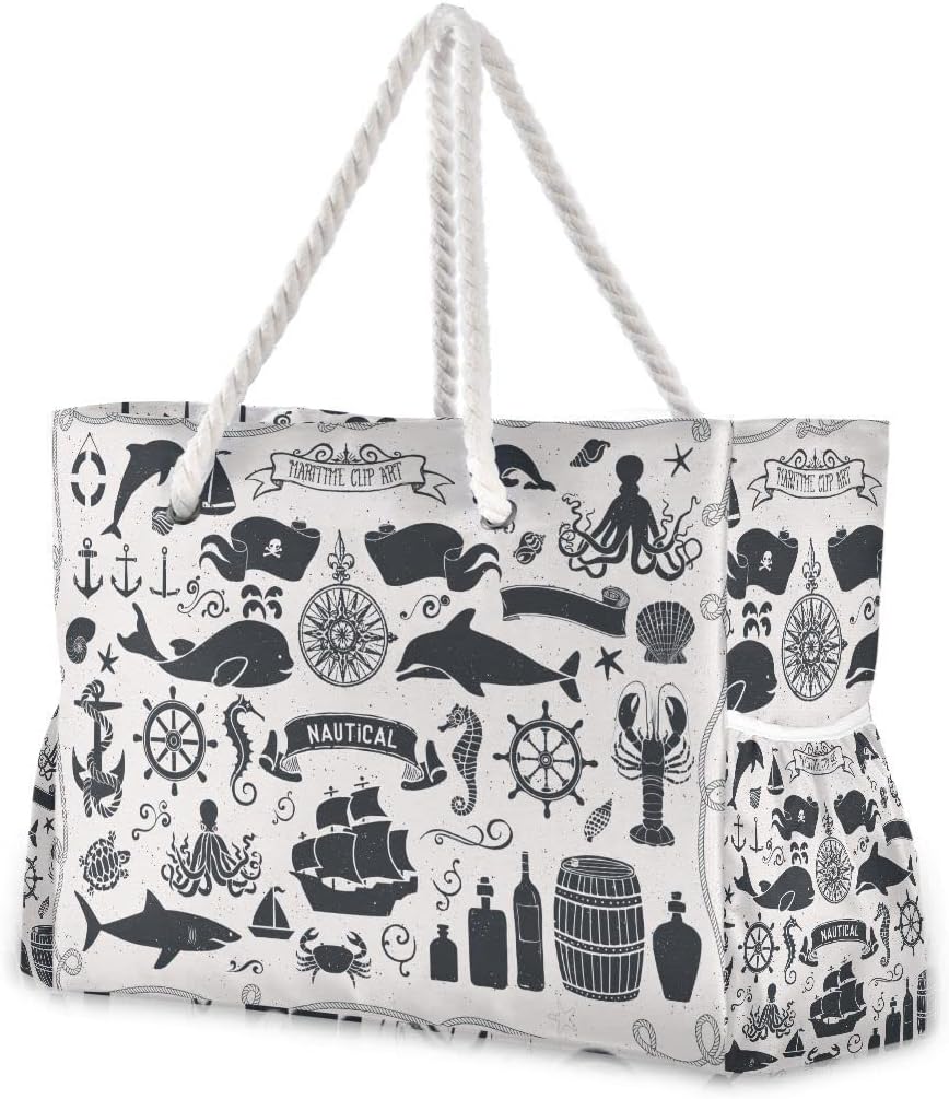senya Large Beach Shoulder Bags Canvas Tote Water Resistant for Gym Travel Daily