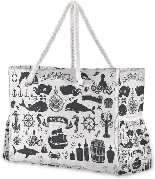 senya Large Beach Shoulder Bags Canvas Tote Water Resistant for Gym Travel Daily