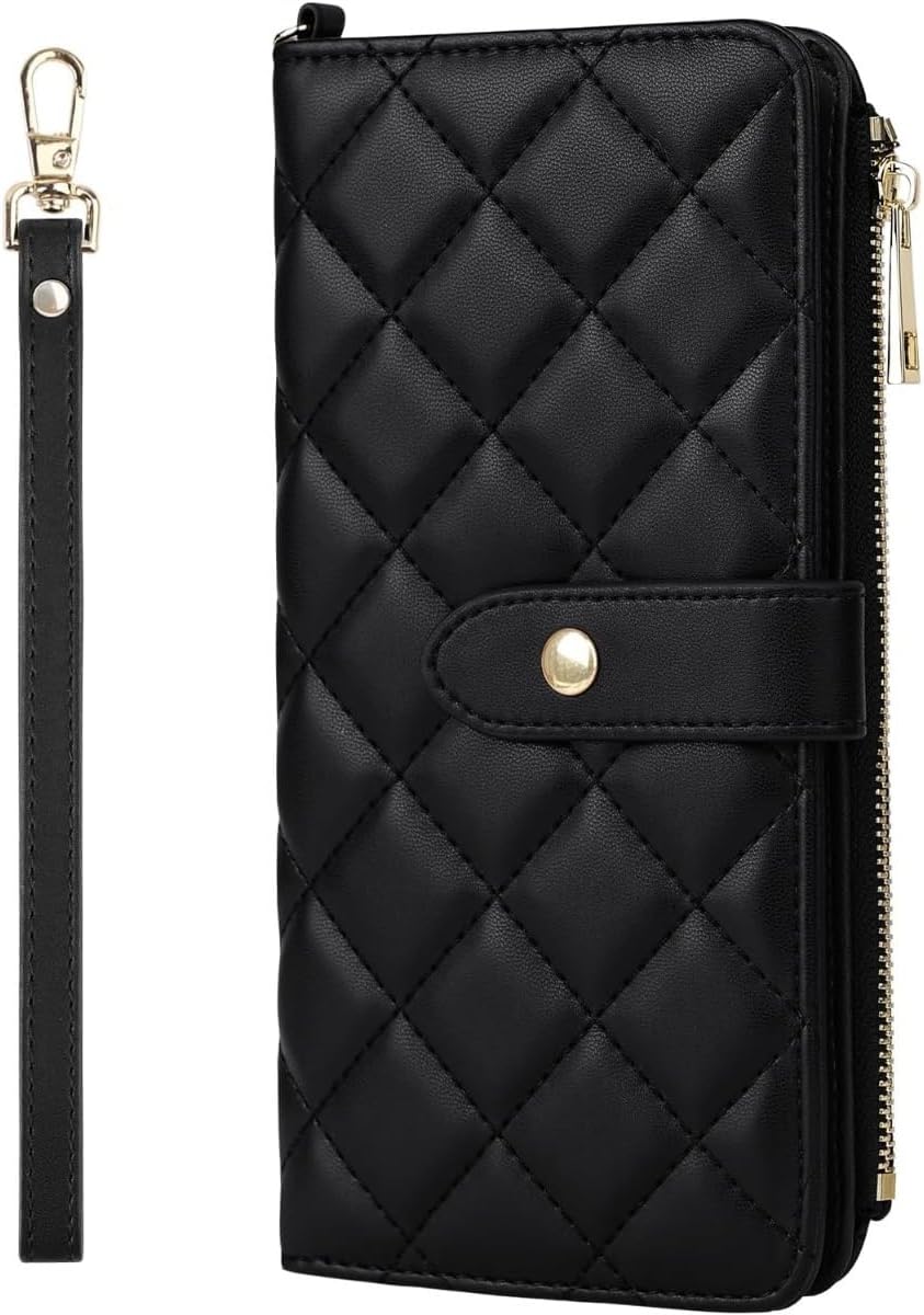 Genuine Leather Wallet RFID Blocking Passport Holder with Multiple Card Slots and Travel Pockets For Women men (Black)