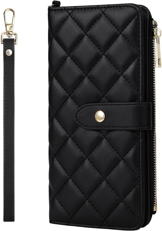 Genuine Leather Wallet RFID Blocking Passport Holder with Multiple Card Slots and Travel Pockets For Women men (Black)