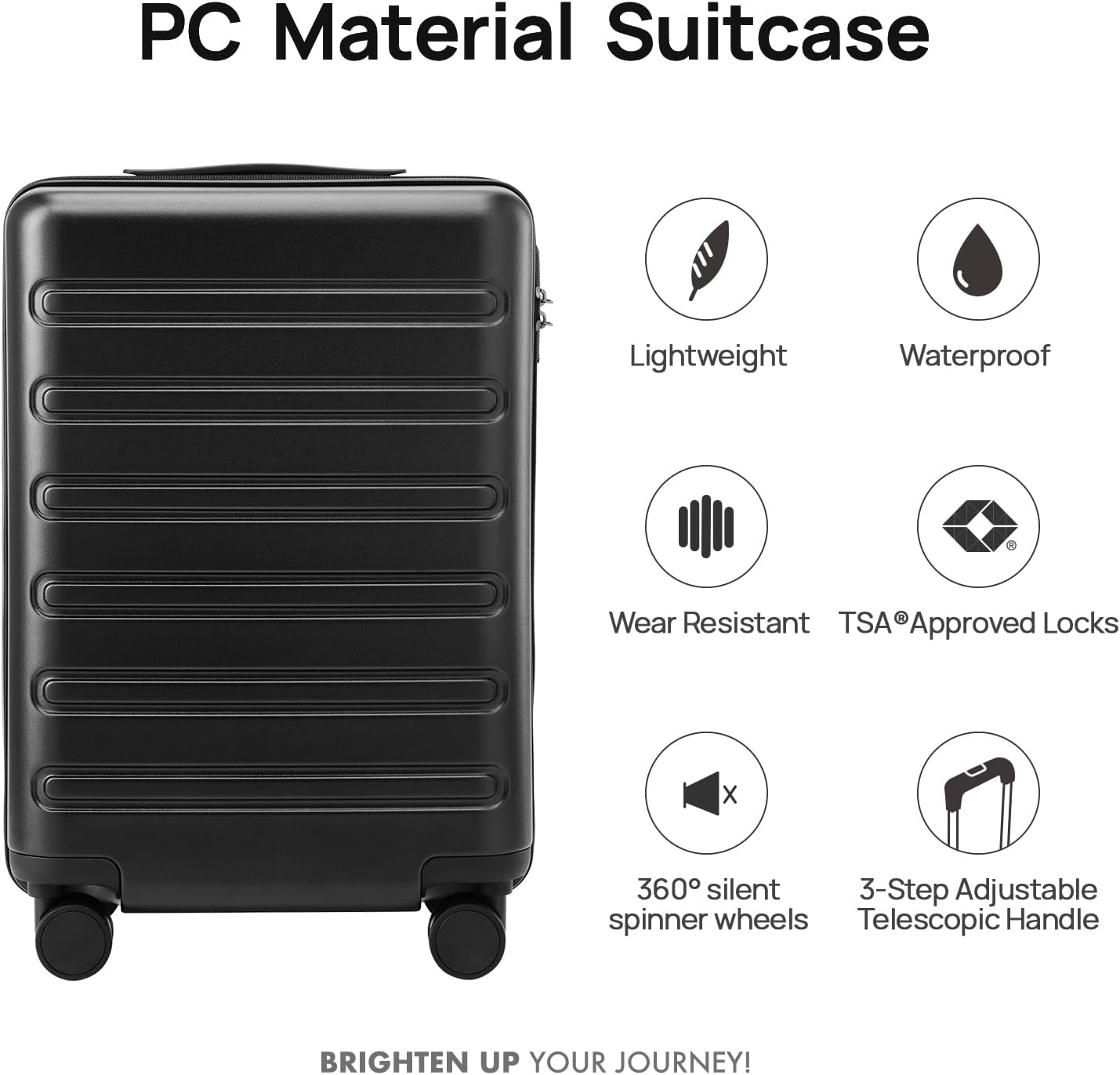 NINETYGO Large Checked Luggage 28 Inch, Checking In Luggage with Smooth Spinner Wheels, Expandable, Hard Shell PC+ABS Suitcase, Lightweight Travel Luggage, TSA Approved (Black, Andes)