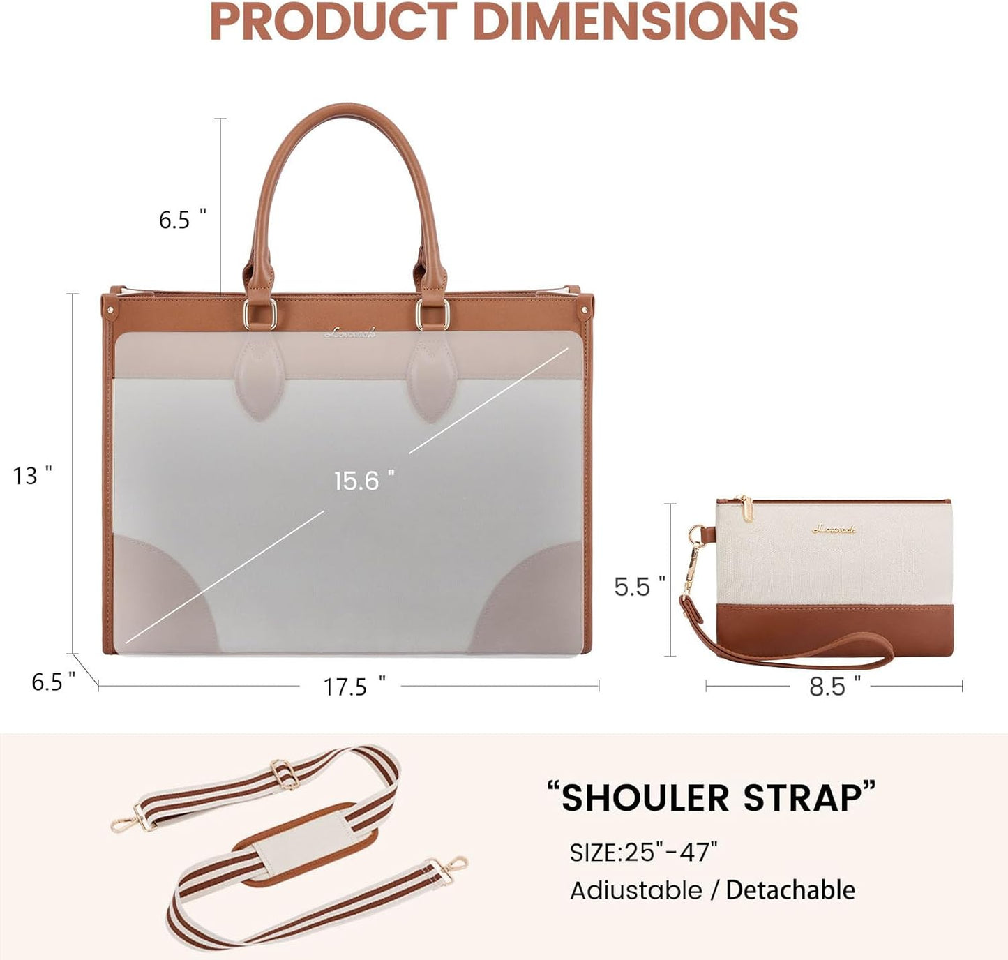 LOVEVOOK Laptop Bag for Women 17 lnch,Waterproof Laptops Tote Bags for Womens,Professional Work Bags for Women with Cup Holder,Large Laptop Purse Computer Briefcase Office Teacher Clutch Bag,2 PCS