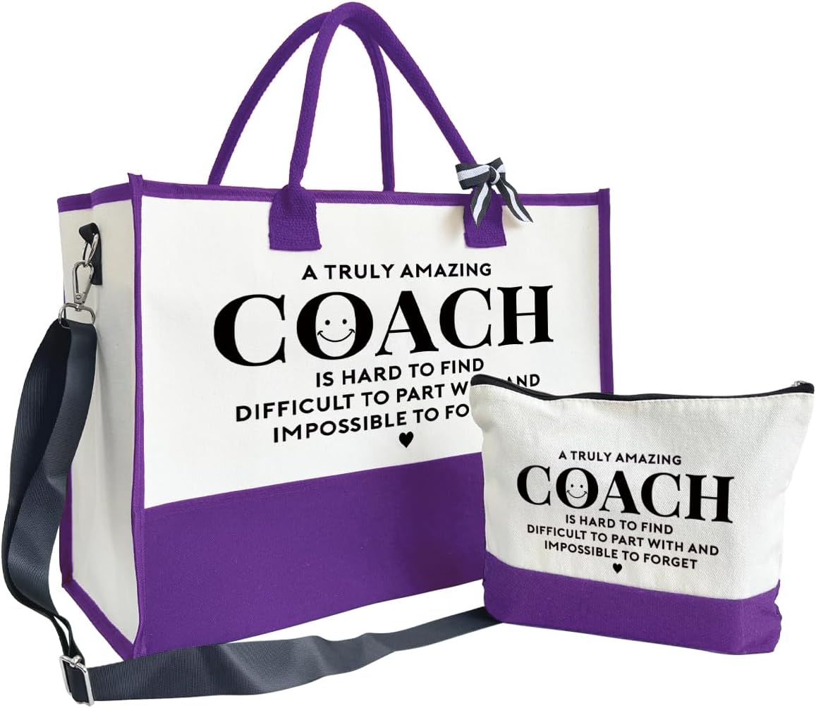 Amazing Coach Tote Bag, Women's Canvas Handbags, Shoulder Beach Bag, Thank You Gift for Female Coach, Gifts for Female Coaches, Canvas Tote Bag With Zipper, Makeup Bag I1