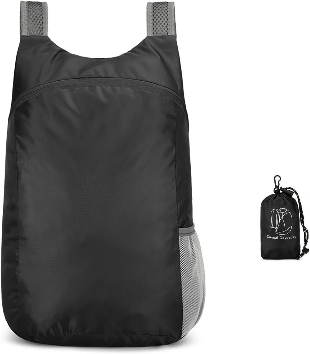 Lightweight Foldable Waterproof Backpack For Men Women Outdoor Sports Travel Leisure Bag Hiking Small Daypack 20L (Black)