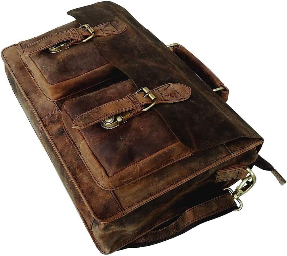 cuero Retro Brown Laptop Messenger Bag Office Briefcase Crossbody Travel Bag For Men And Women Bag Office Laptop Bag