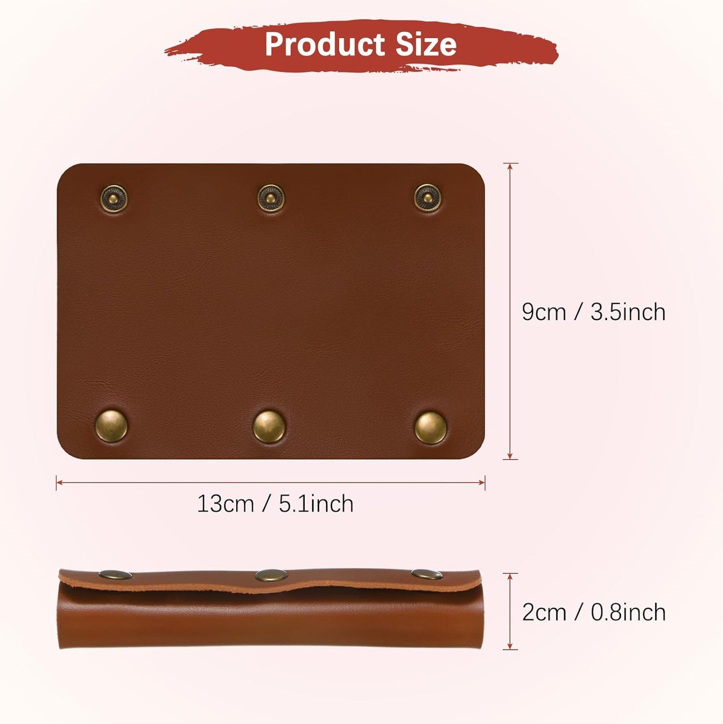 Leather Handle Wrap [4PCS] - Handbag Handle Wrap Cover with 3 Metal Clasps Use for Suitcases & Bags & Shopping Totes & Wallets - [Dark Brown-5IN/13CM] Soft Purse Strap Pad