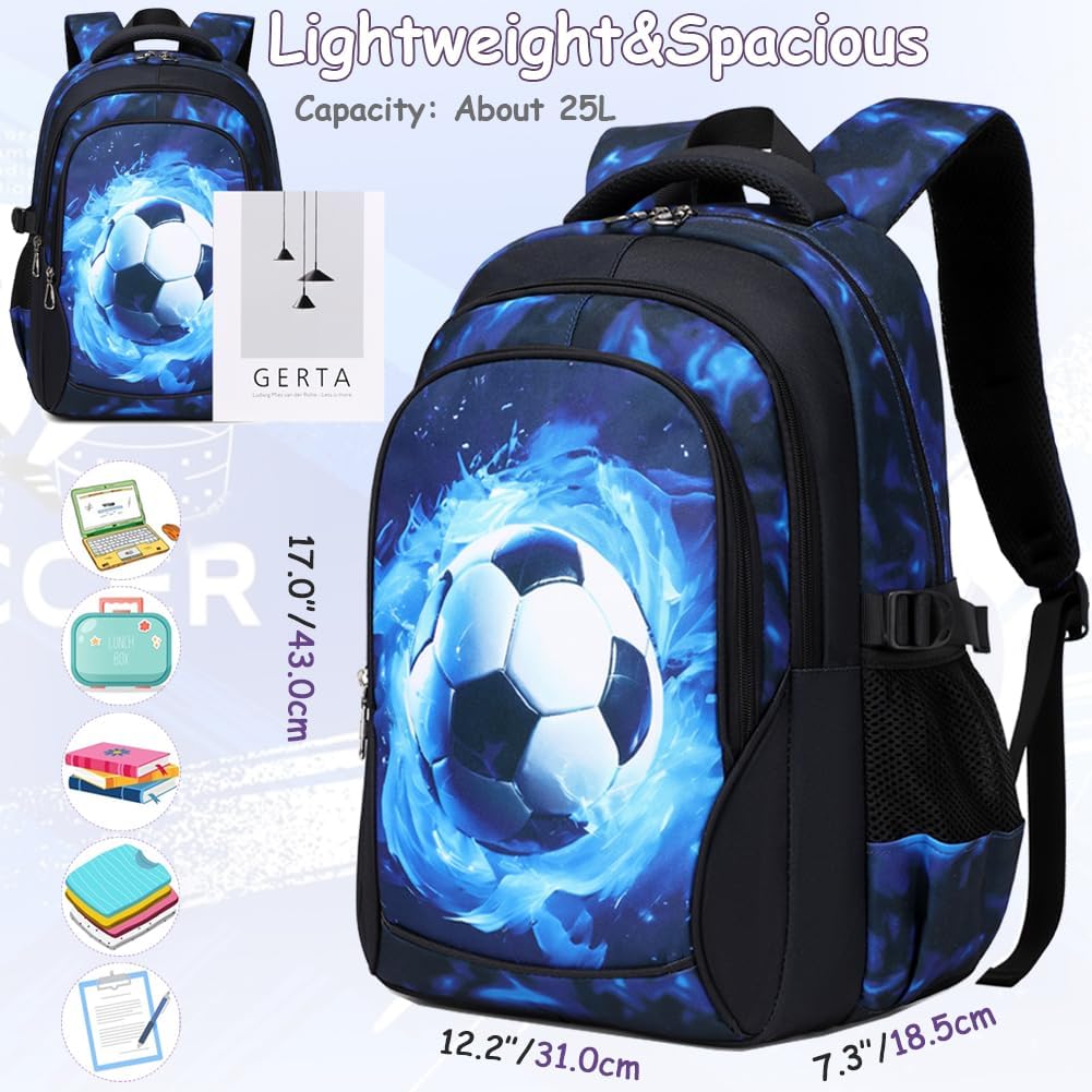 Meisohua Backpack for Boys Elementary Middle School Bags for Boy Kids Bookbags Teenager Casual Daypack Water Resistant Football Backpack