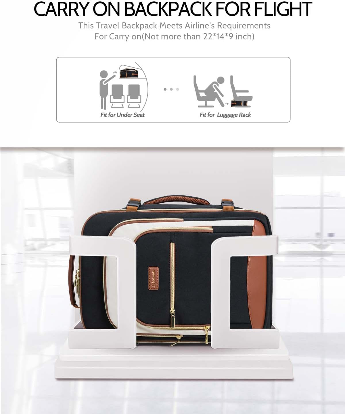 50L Travel Backpack for Women, Carry On Bag Flight Approved, Waterproof Backpack with 3 Packing Cubes, Weekender Personal Item Bags for Airplane Travel Essentials, TSA Approved
