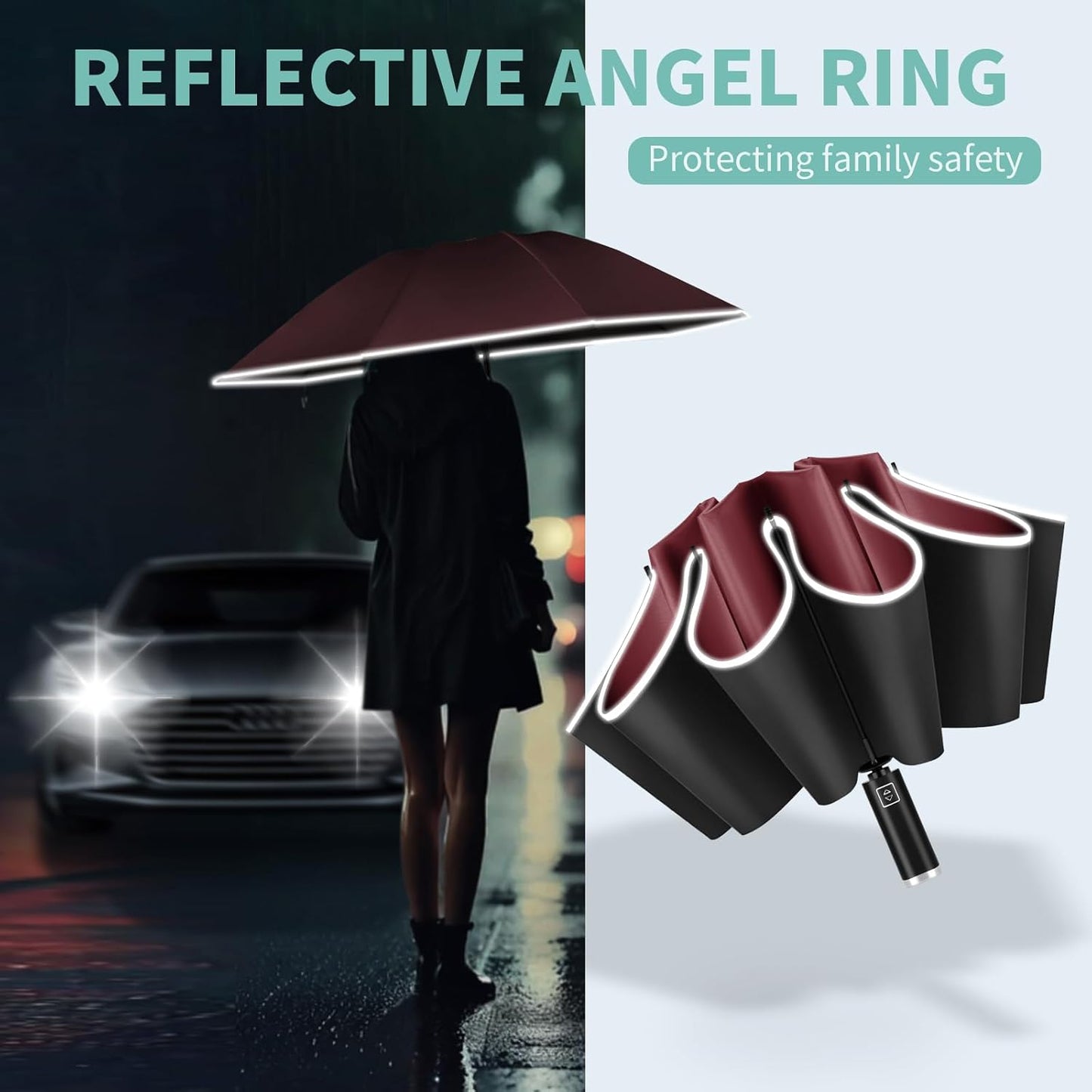 Yoobure Windproof Travel Umbrella - Automatic Umbrellas for Rain, Compact Folding Umbrella with UV Protection, Lightweight Portable Design for Backpack/Walking/Car, Sun & Storm Ready