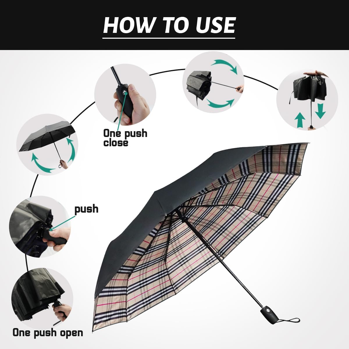 LLanxiry Compact Travel Umbrella, Windproof UV Protection Mini Folding Umbrellas for Rain Small Portable Umbrella for Travel Outdoor Use