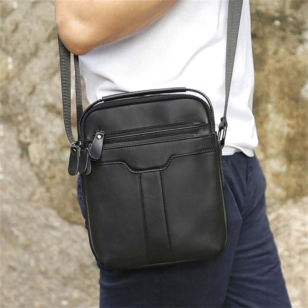 Men's Genuine Leather Crossbody Bag, Business Casual Handbag for Daily Use, Compact Messenger Shoulder Purse