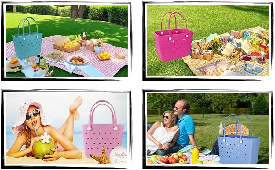 Rubber Beach Bag Tote Bag For Women Large Sandproof Travel Tote Bags For Beach Outdoor Sports