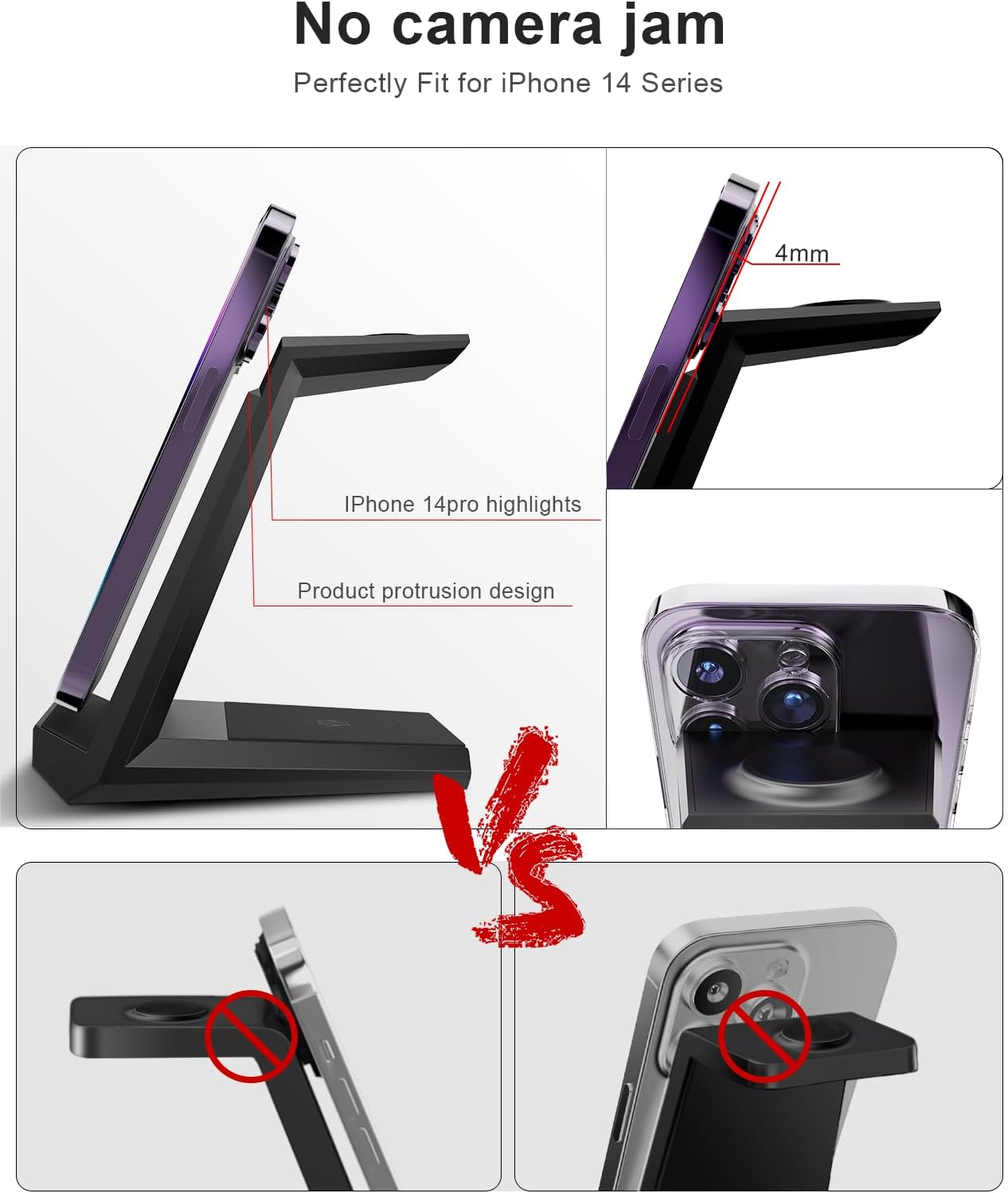 Wireless Charging Station for iPhone - ADADPU 3 in 1 Charger Stand for iPhone 17 16 15 14 13 12 11 Pro Max XR 8 Plus, for Apple Watch 8/7/SE/6/5/4/3/2, AirPods Pro/3/2(with 5ft Cable and 20W Adapter)