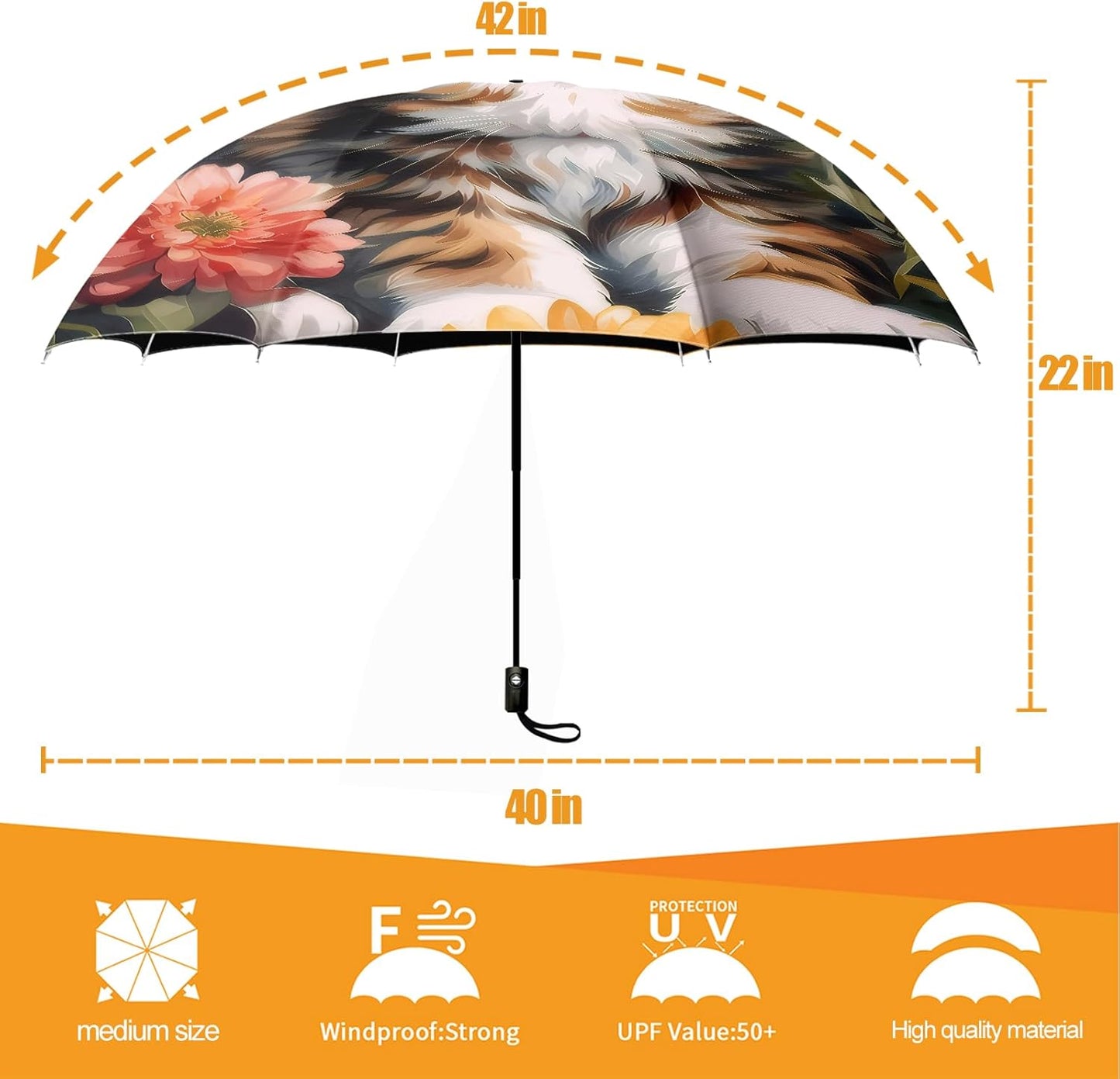 Small Compact Travel Automatic Folding Umbrella for Women, Portable Lightweight, Rain, Wind, UV Sun