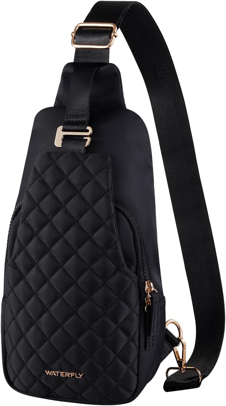 WATERFLY Small Crossbody Sling Backpack: Fashion Chest Crossbody Bag for Women Men Anti Theft Stylish Casual Daypack Trendy Travel Bags-Black