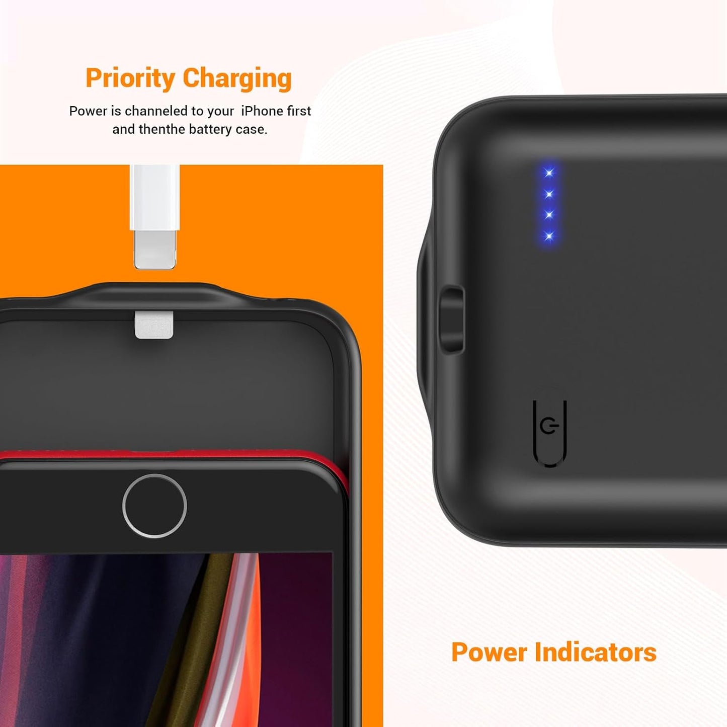 Battery Case for iPhone 8, 7, 6S, 6 SE(2020/2022) (4.7 inch), 2025 Upgraded High Capacity 7000mAh Battery Pack Rechargeable Charger Case External Charging Case with Tempered Glass Screen Protector