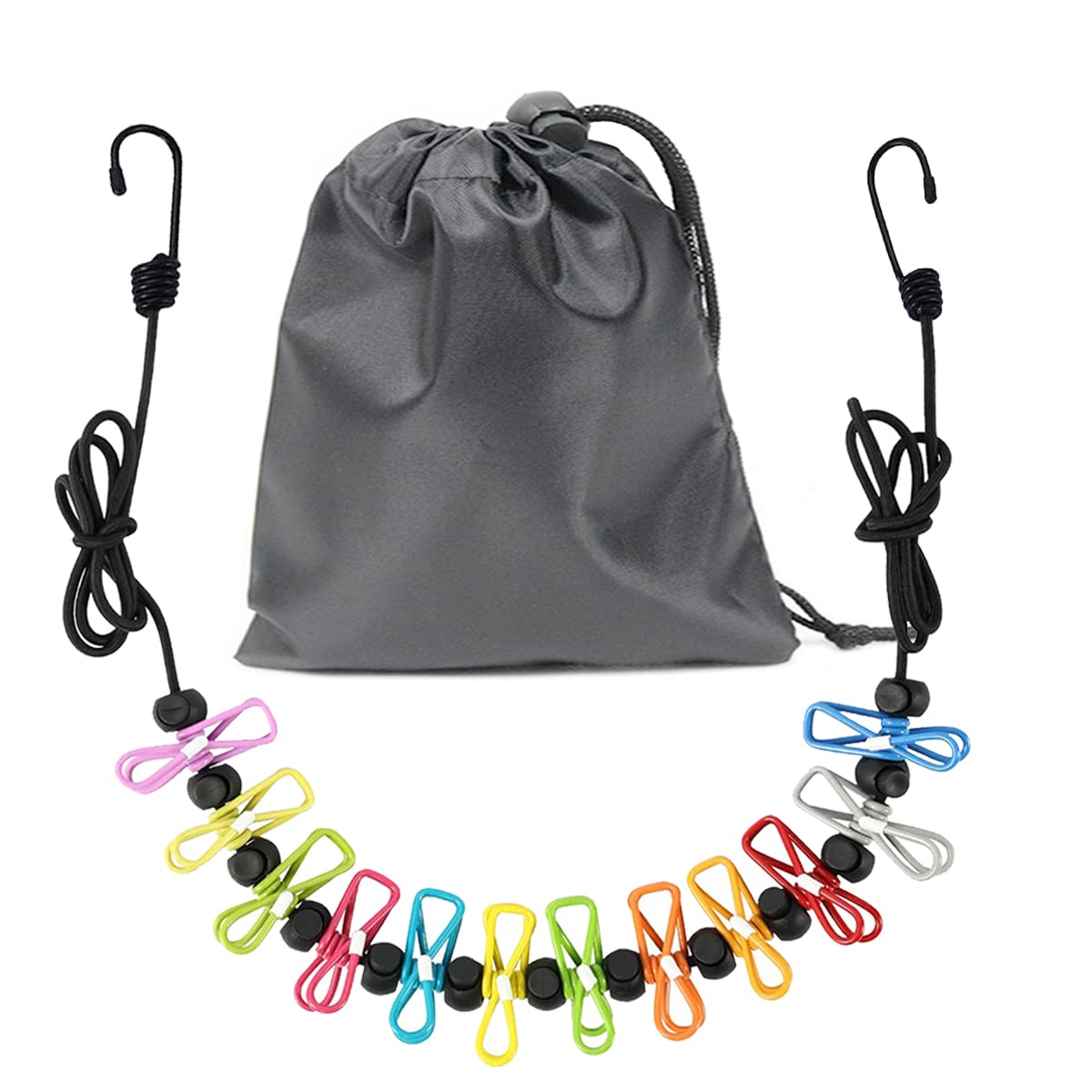Clothesline，Retractable Portable Clothesline for Travel，Clothing line with 12 Clothes Clips，for