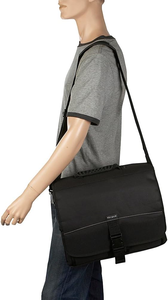 Targus Laptop Carrying Case for 15.6-Inch Laptops Messenger Slim Case for Men and Women, Bags for HP, Microsoft, Dell, Lenovo, Apple, Black (TCM004US)