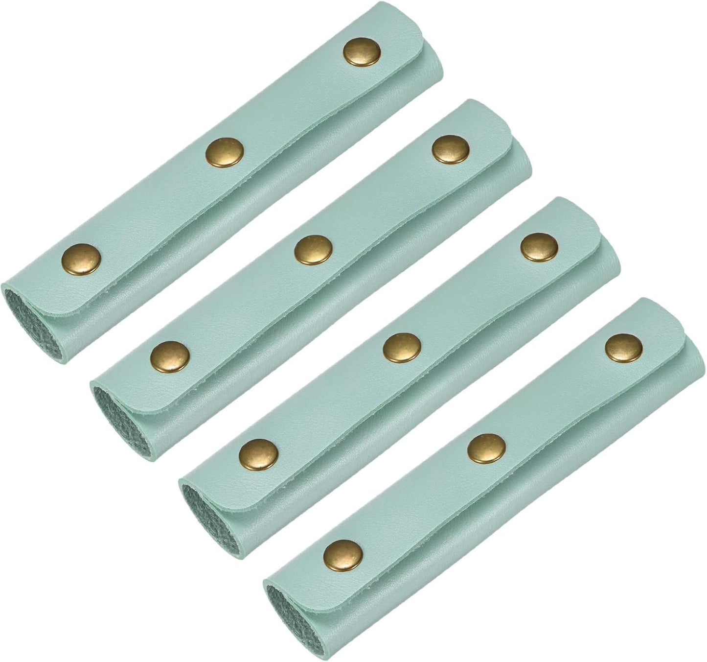 Leather Handle Wrap [4PCS] - Handbag Handle Wrap Cover with 3 Metal Clasps Use for Suitcases & Bags & Shopping Totes & Wallets - [Blue-5IN/13CM] Soft Purse Strap Pad