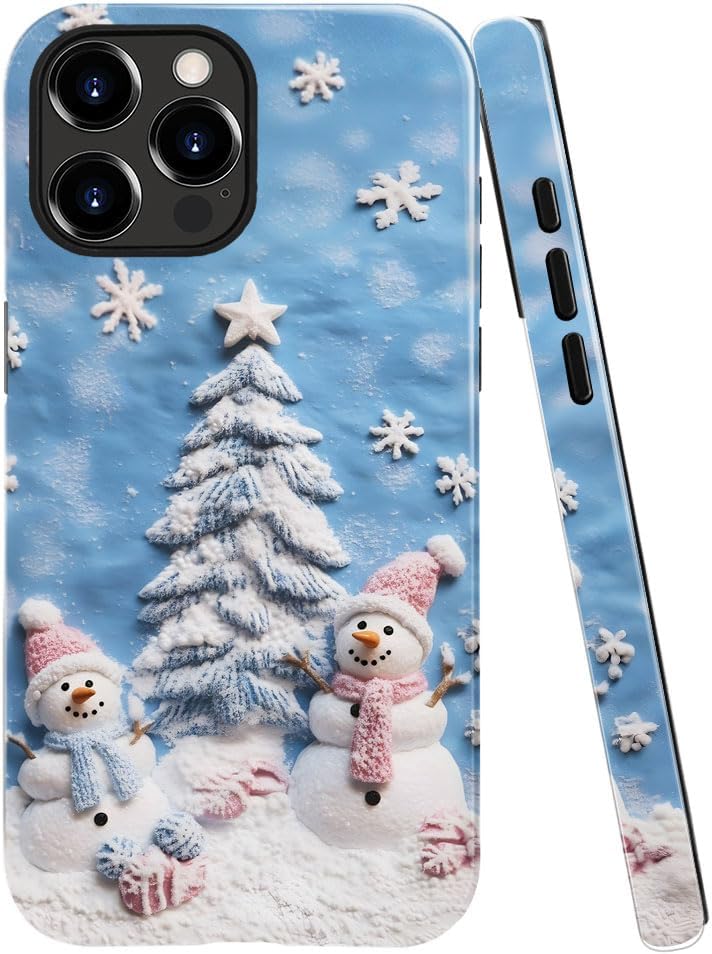 Case for iPhone 11 Pro - Slim Fit Anti-Scratch Phone Case for Girl Women - Snowman Winter Christmas Tree (Glossy)