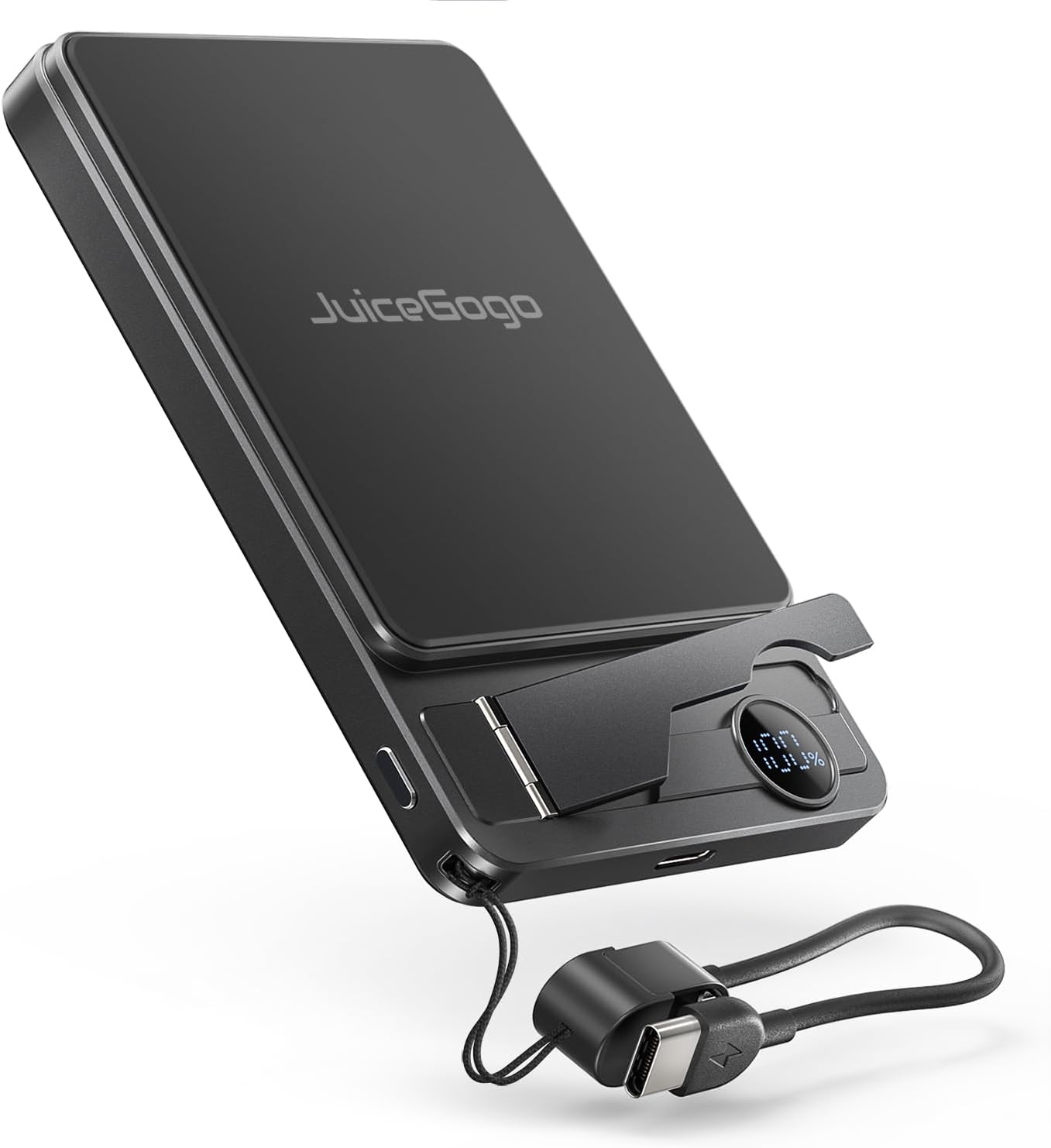 for MagSafe Portable Charger, 10000mAh for MagSafe Battery Pack, Qi2 Certified 15W Ultra-Fast Wireless Charging,USB-C Cable 22.5W,Stand, LED Display for iPhone 17/Air/16/15/14 Series (Black)