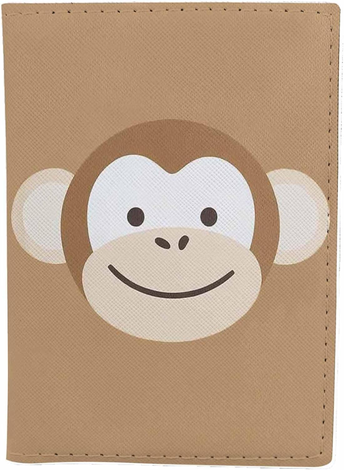 Monkey Passport Holder for Travel Happy Smiling Face PU Leather Passport Cover Wallet Cute Passport Card Holder for Women and Men