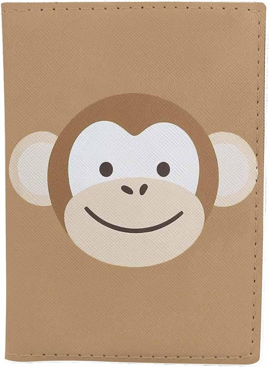 Monkey Passport Holder for Travel Happy Smiling Face PU Leather Passport Cover Wallet Cute Passport Card Holder for Women and Men