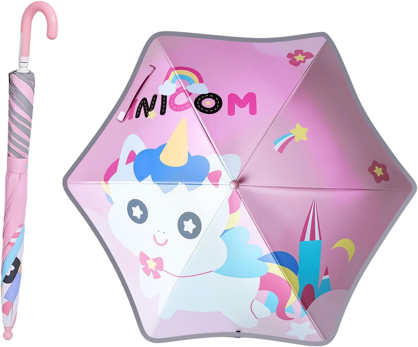 Kids UV and Rain Umbrella Sun Protection With Round Edges for Boys Girls Toddlers Easy Grp Curved