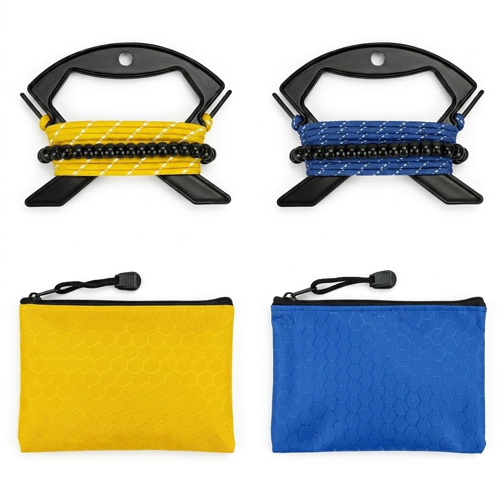 2 Pack Travel Clothesline, No Clothespins Needed, 48 Beads, Winders & Bags