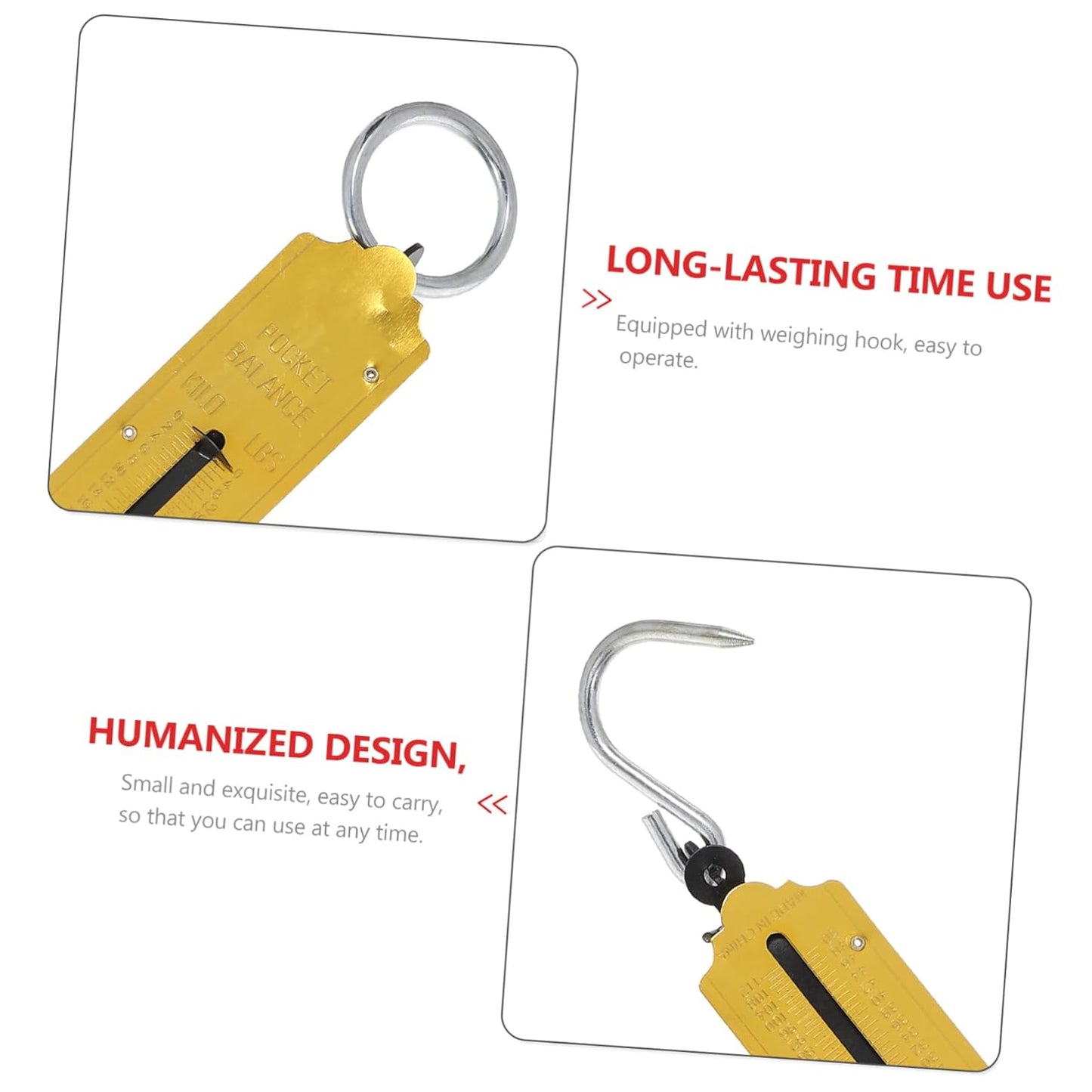 Mikinona 2pcs Mechanical Hanging Scale with Spring Balance 50kg/110lb Multi-Purpose Hand Scale for Farming Travel and Kitchen Use Sleek Appearance