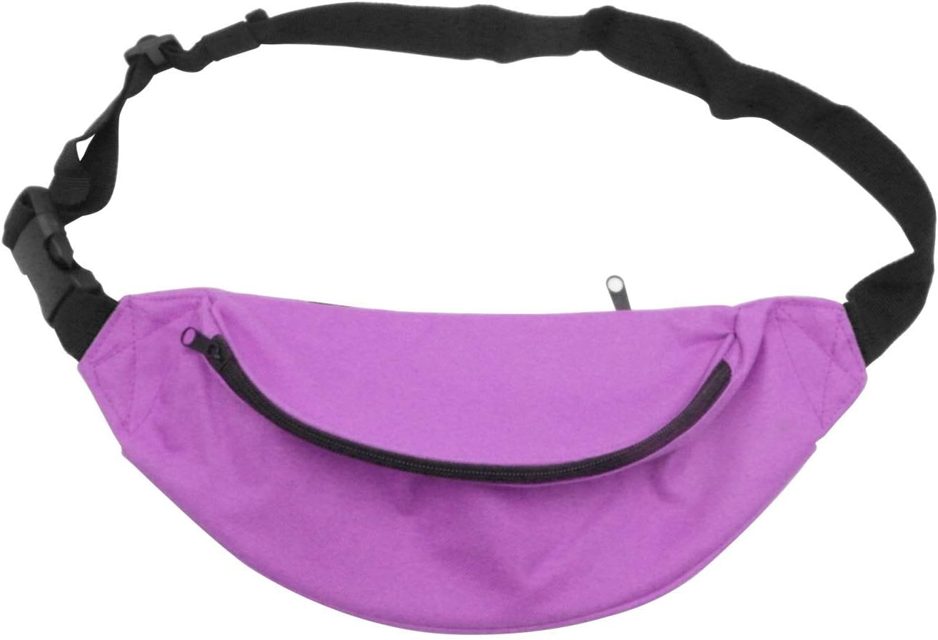 Unisex Men Women Fashion Sporty Multi-purpose 2-Zipper Waist Belt Bag Fanny Pack Adjustable Strap for Sport Hiking Traveling Passport Wallet (Purple)