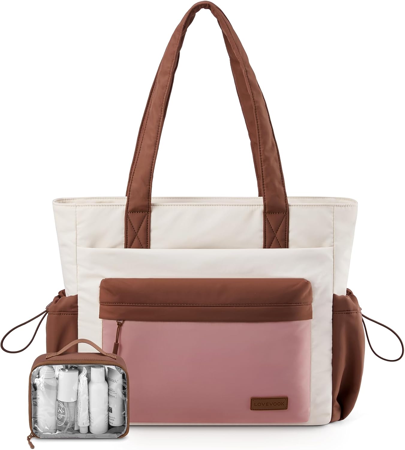 LOVEVOOK Tote Bag for Women, Puffer Work Tote with Zipper, Compartments, Travel Handbag for Nurse, Teacher, Daily Use, Gym